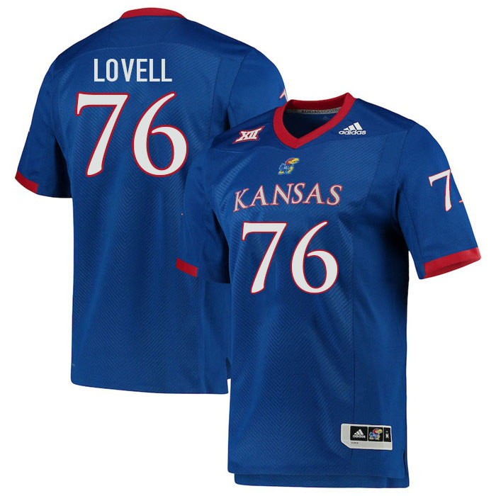 Men #76 Spencer Lovell Kansas Jayhawks College Football Jerseys Stitched Sale-Royal - Click Image to Close